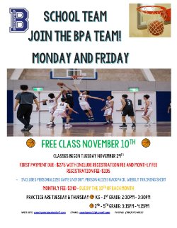 FREE Basketball Class on Thursday, November 10th